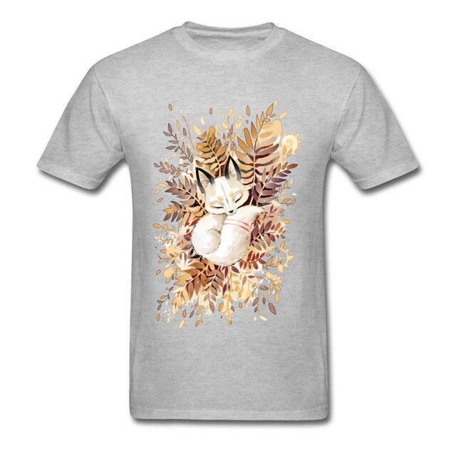 Slumber Fox T-shirt Men Tshirt Naruto Autumn T Shirt Natsume's Book of Friends Tops Sleepy Cat Lovely Clothes Thanksgiving Gift