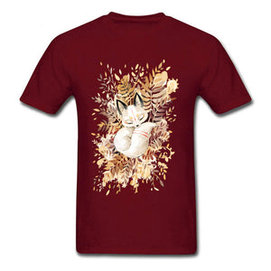 Slumber Fox T-shirt Men Tshirt Naruto Autumn T Shirt Natsume's Book of Friends Tops Sleepy Cat Lovely Clothes Thanksgiving Gift
