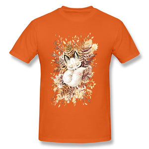 Slumber Fox T-shirt Men Tshirt Naruto Autumn T Shirt Natsume's Book of Friends Tops Sleepy Cat Lovely Clothes Thanksgiving Gift