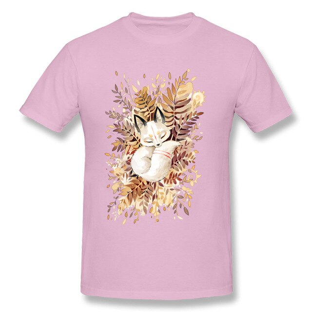 Slumber Fox T-shirt Men Tshirt Naruto Autumn T Shirt Natsume's Book of Friends Tops Sleepy Cat Lovely Clothes Thanksgiving Gift