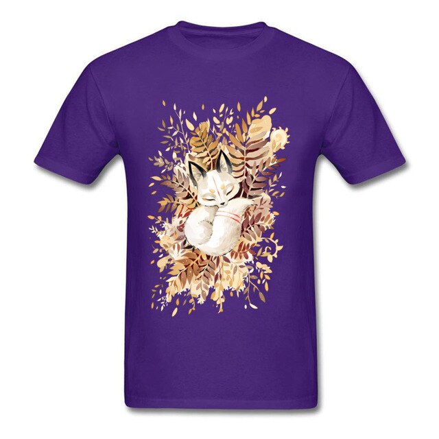 Slumber Fox T-shirt Men Tshirt Naruto Autumn T Shirt Natsume's Book of Friends Tops Sleepy Cat Lovely Clothes Thanksgiving Gift