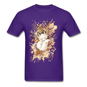 Slumber Fox T-shirt Men Tshirt Naruto Autumn T Shirt Natsume's Book of Friends Tops Sleepy Cat Lovely Clothes Thanksgiving Gift