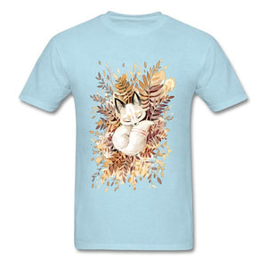 Slumber Fox T-shirt Men Tshirt Naruto Autumn T Shirt Natsume's Book of Friends Tops Sleepy Cat Lovely Clothes Thanksgiving Gift