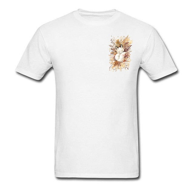 Slumber Fox T-shirt Men Tshirt Naruto Autumn T Shirt Natsume's Book of Friends Tops Sleepy Cat Lovely Clothes Thanksgiving Gift