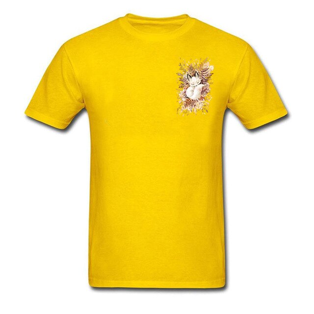 Slumber Fox T-shirt Men Tshirt Naruto Autumn T Shirt Natsume's Book of Friends Tops Sleepy Cat Lovely Clothes Thanksgiving Gift