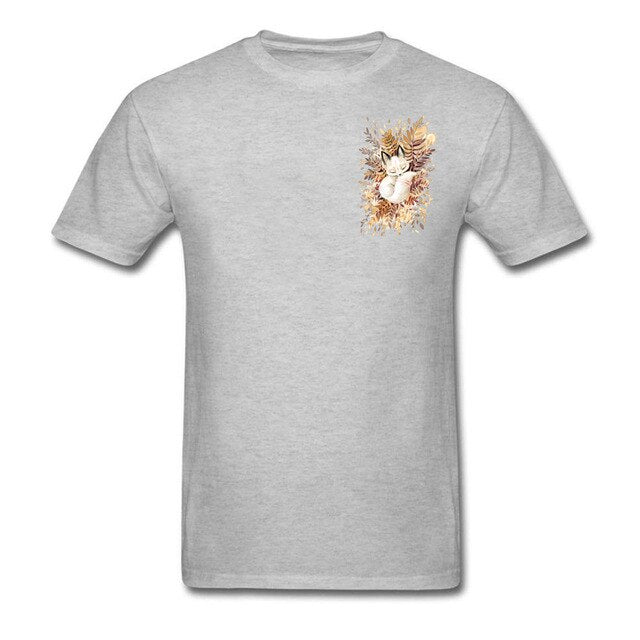 Slumber Fox T-shirt Men Tshirt Naruto Autumn T Shirt Natsume's Book of Friends Tops Sleepy Cat Lovely Clothes Thanksgiving Gift