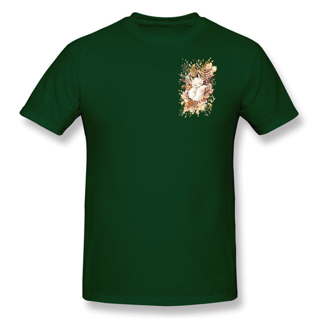 Slumber Fox T-shirt Men Tshirt Naruto Autumn T Shirt Natsume's Book of Friends Tops Sleepy Cat Lovely Clothes Thanksgiving Gift