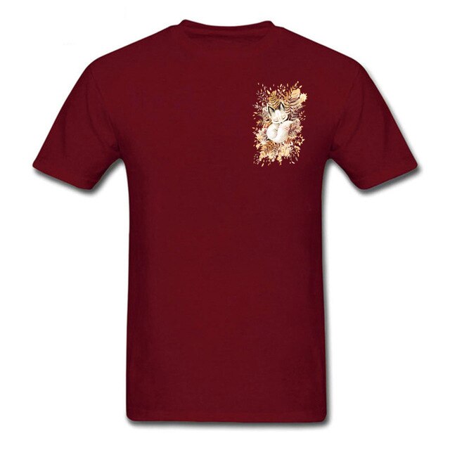 Slumber Fox T-shirt Men Tshirt Naruto Autumn T Shirt Natsume's Book of Friends Tops Sleepy Cat Lovely Clothes Thanksgiving Gift