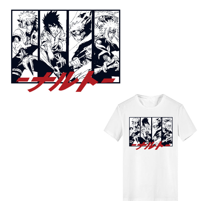 Popular Anime Iron-On Naruto Patches for Clothes DIY T-shirt Clothing Applique Heat Transfer Vinyl Thermo Stickers Thermal Press