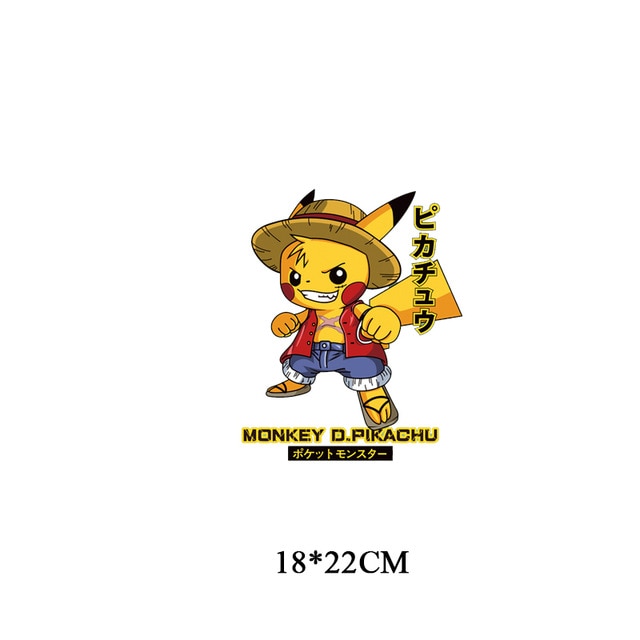 Iron on Anime Pokemon One Piece Naruto Patches for Clothing DIY T-shirt Applique Heat Transfer Vinyl Pikachu Stickers on Clothes