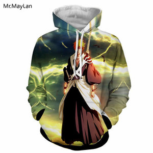 Anime Bleach Kurosaki Ichigo 3D Print Jackets Women/Men Cool Hoodies Outfits Long Sleeves Sweatshirts Boys Harajuku Clothes 5XL