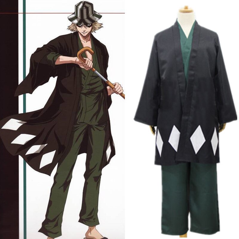 Anime BLEACH Urahara Kisuke Cosplay Costume Japanese kimono Uniform Clothes Halloween costumes Suit Cloak Top Pants Hat Outfit