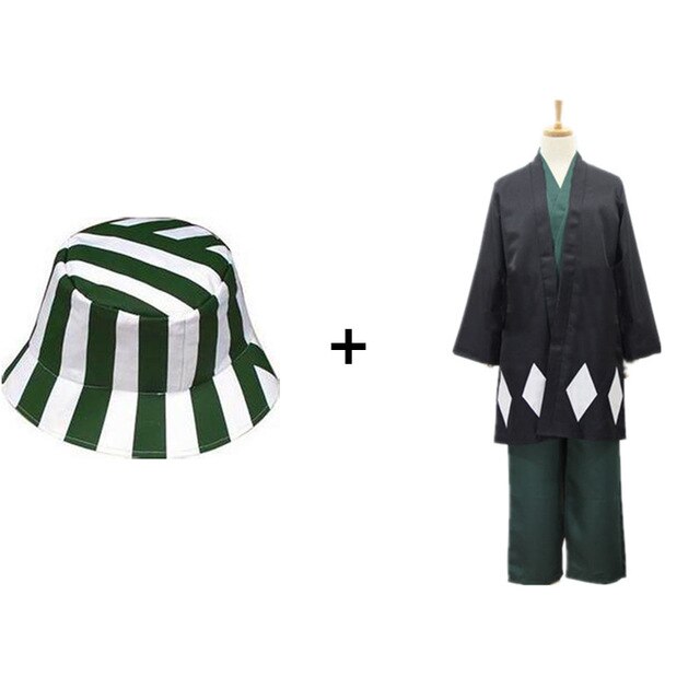 Anime BLEACH Urahara Kisuke Cosplay Costume Japanese kimono Uniform Clothes Halloween costumes Suit Cloak Top Pants Hat Outfit