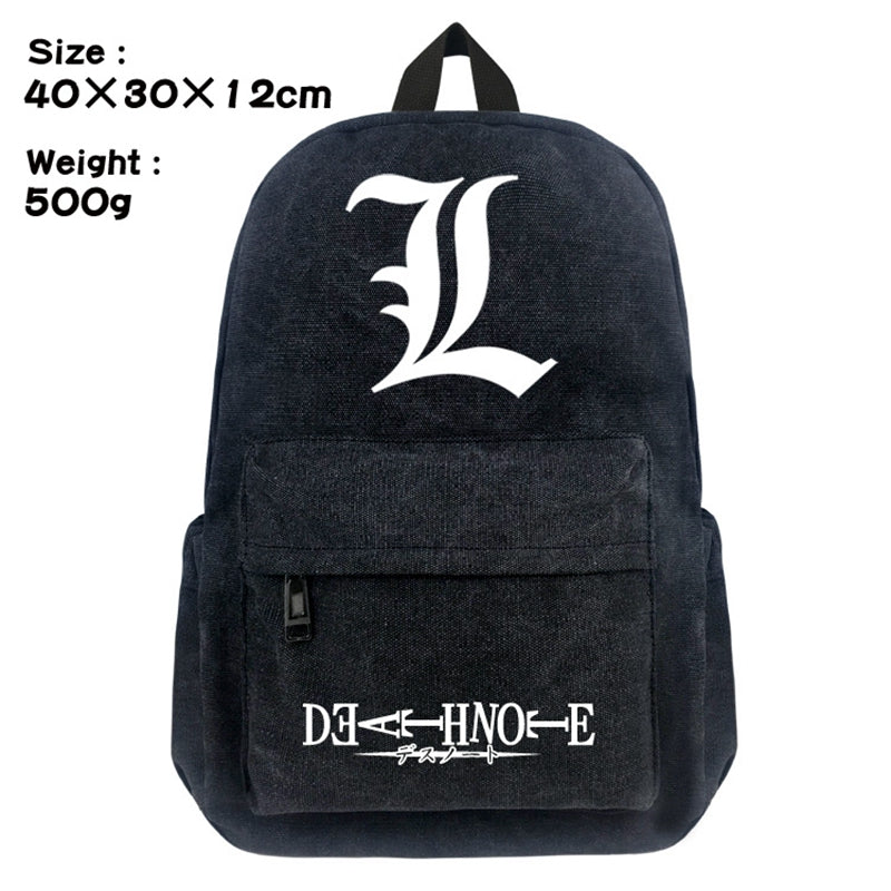 New Death Note School Backpack Student Bookbag Cosplay Black Unisex Cartoon Shoulder Laptop Travel Bags Casual Work Bags
