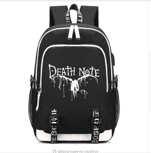 Death Note Backpack with USB Charging Port and Lock &Headphone interface for College Student Work Mochilas backpack school