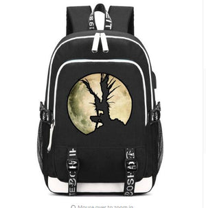 Death Note Backpack with USB Charging Port and Lock &Headphone interface for College Student Work Mochilas backpack school