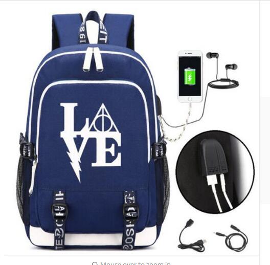 Death Note Backpack with USB Charging Port and Lock &Headphone interface for College Student Work Mochilas backpack school