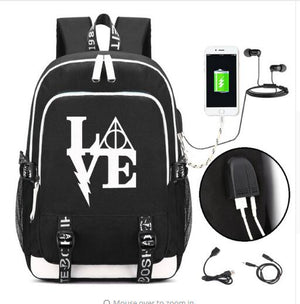 Death Note Backpack with USB Charging Port and Lock &Headphone interface for College Student Work Mochilas backpack school