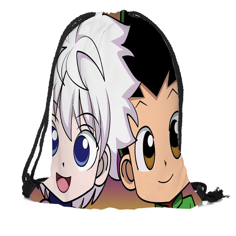 Custom Hunter x Hunter Drawstring Backpack Silk Soft Bag Travel Beach School Backpack More Size Custom You Image