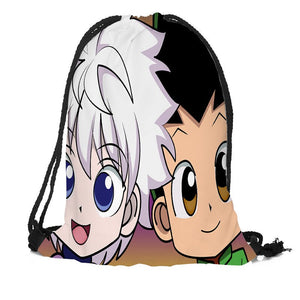 Custom Hunter x Hunter Drawstring Backpack Silk Soft Bag Travel Beach School Backpack More Size Custom You Image
