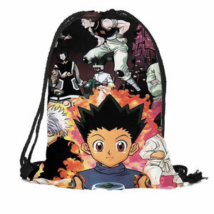 Custom Hunter x Hunter Drawstring Backpack Silk Soft Bag Travel Beach School Backpack More Size Custom You Image