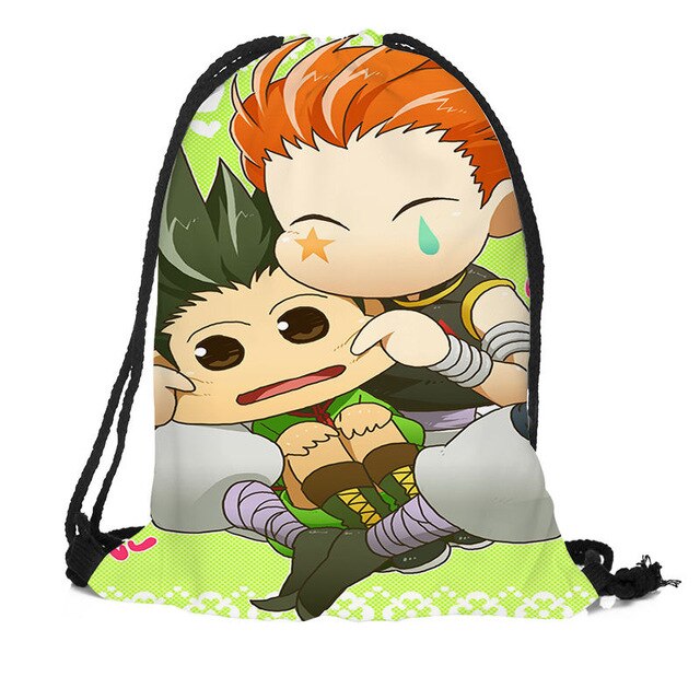 Custom Hunter x Hunter Drawstring Backpack Silk Soft Bag Travel Beach School Backpack More Size Custom You Image