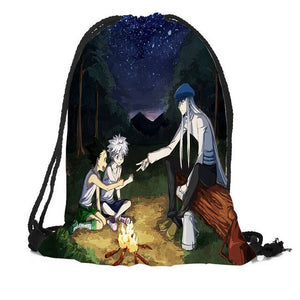 Custom Hunter x Hunter Drawstring Backpack Silk Soft Bag Travel Beach School Backpack More Size Custom You Image