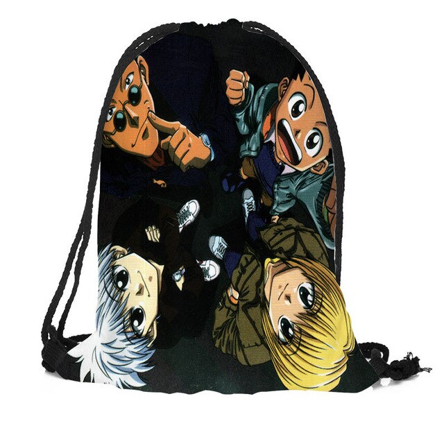 Custom Hunter x Hunter Drawstring Backpack Silk Soft Bag Travel Beach School Backpack More Size Custom You Image