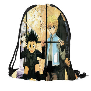 Custom Hunter x Hunter Drawstring Backpack Silk Soft Bag Travel Beach School Backpack More Size Custom You Image