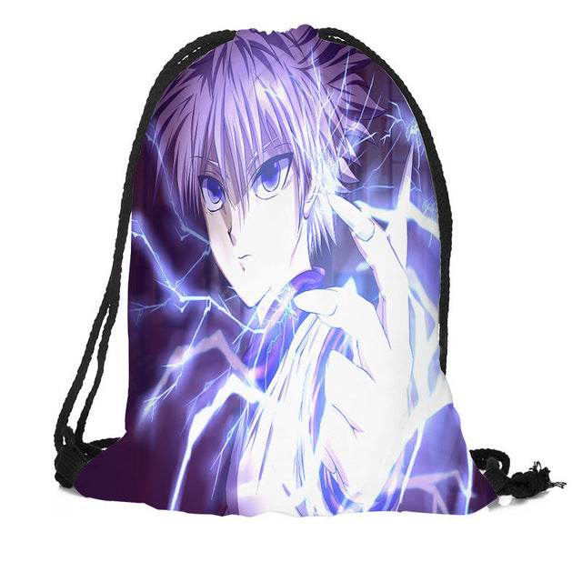 Custom Hunter x Hunter Drawstring Backpack Silk Soft Bag Travel Beach School Backpack More Size Custom You Image