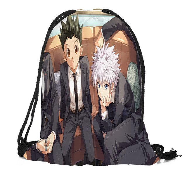 Custom Hunter x Hunter Drawstring Backpack Silk Soft Bag Travel Beach School Backpack More Size Custom You Image