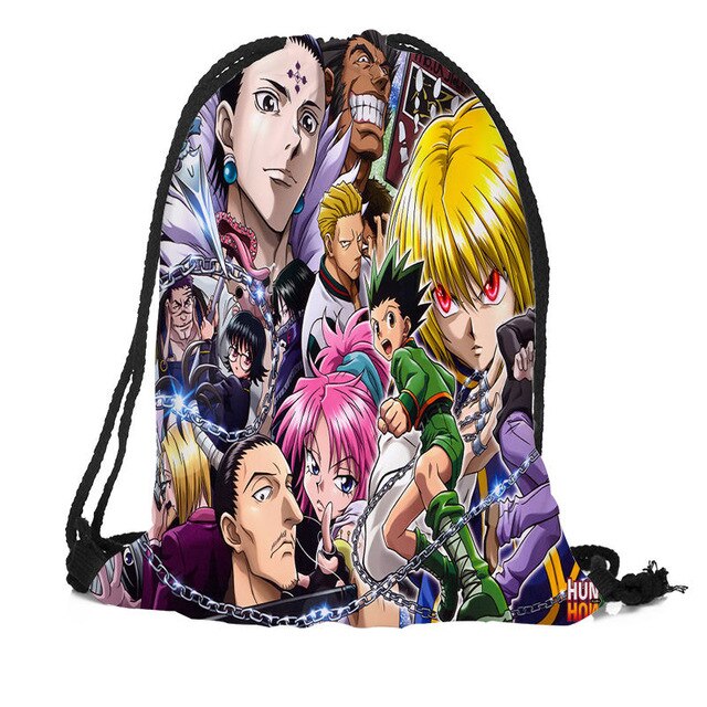 Custom Hunter x Hunter Drawstring Backpack Silk Soft Bag Travel Beach School Backpack More Size Custom You Image