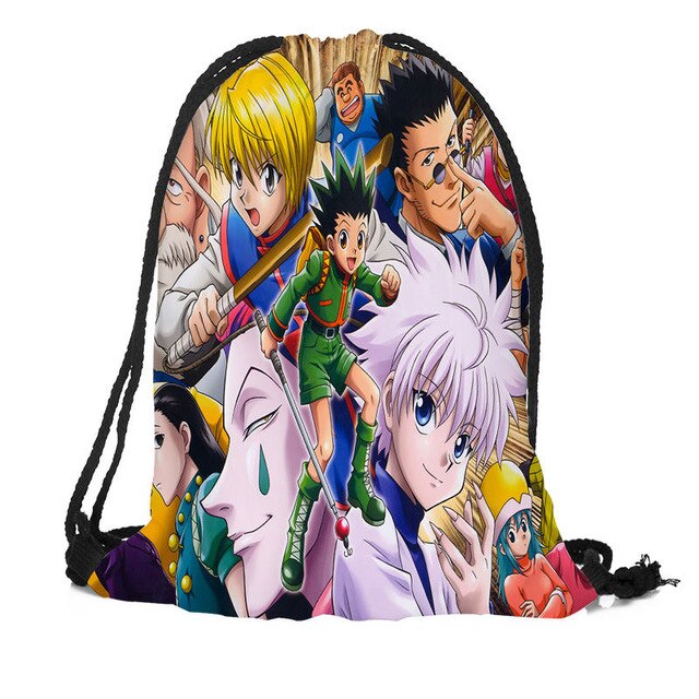 Custom Hunter x Hunter Drawstring Backpack Silk Soft Bag Travel Beach School Backpack More Size Custom You Image
