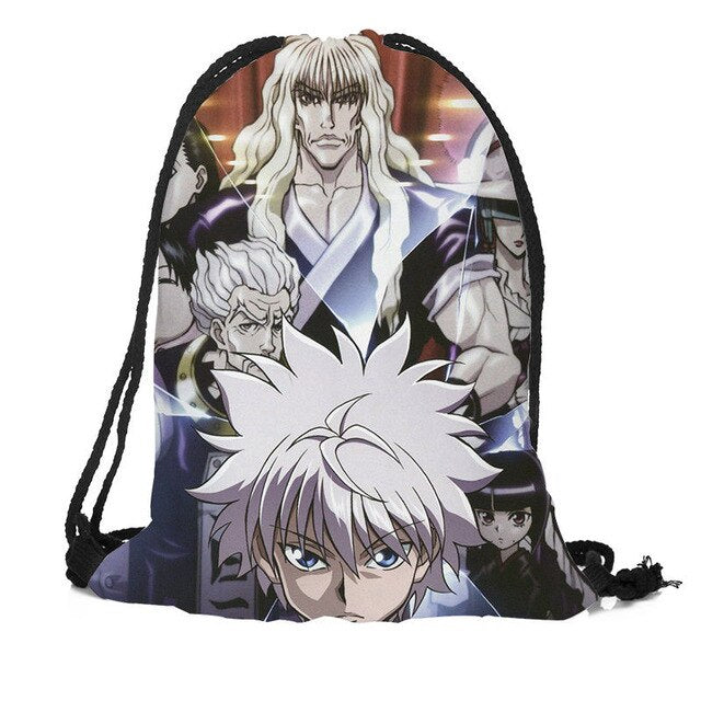 Custom Hunter x Hunter Drawstring Backpack Silk Soft Bag Travel Beach School Backpack More Size Custom You Image