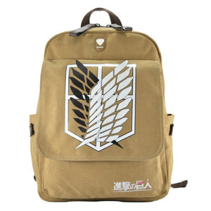 Attack on Titan Backpack Children Schoolbag Teenager Double Straps Shoulder Bag Canvas Anime M- Port Headphone plug Daypack