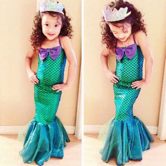 Fashion Summer Girls Princess Dresses Fishtail Kids Ariel Little Mermaid Dress Halloween Party Cosplay Costume NYZ Shop