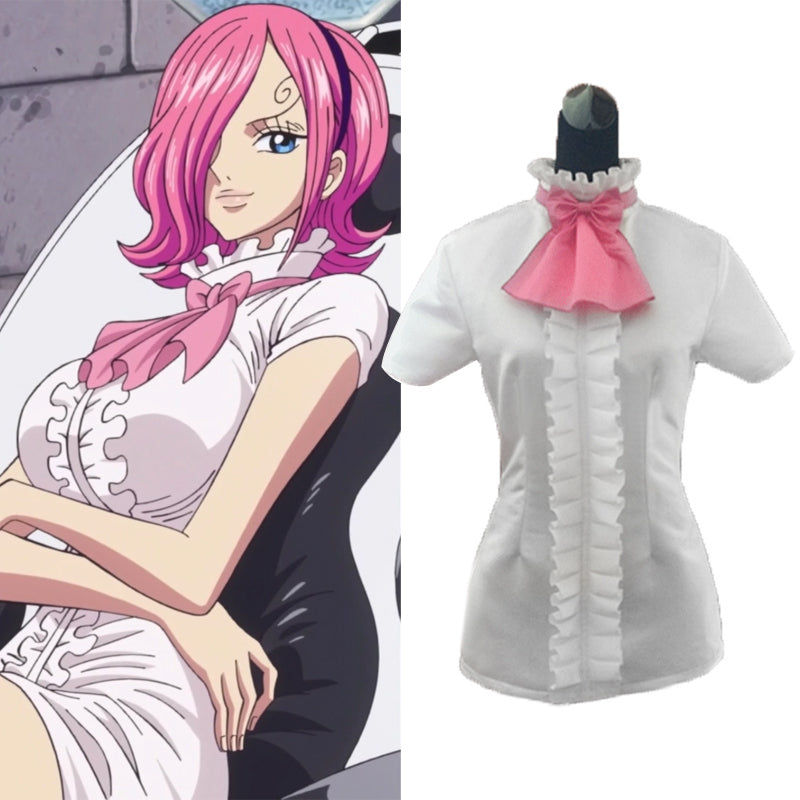 One Piece Poison Pink Vinsmoke Reiju Raid Suit White Dress Outfit Anime Cosplay Costume C018