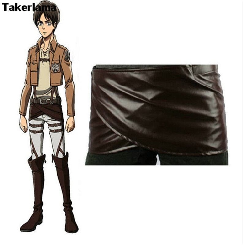 Takerlama Cosplay Attack on Titan Shingeki no Kyojin Leather Skirt Hookshot Belt Costume Chocolate Leather Apron Belt Skirt