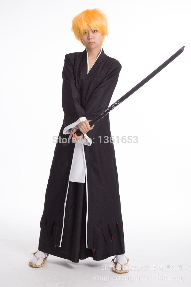 Hot Anime Bleach cosplay Black/white Ichigo Kurosaki Men's Bankai Cosplay Costume hallowean costume for party clothes
