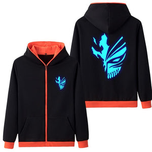 Anime Bleach Kurosaki Ichigo Print Mask Hoodie Sweatshirt Fashion Men's Hooded Luminous Clothes With Men Zipper Hoodies Jacke