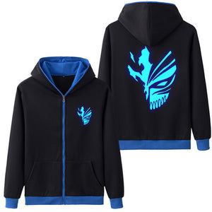 Anime Bleach Kurosaki Ichigo Print Mask Hoodie Sweatshirt Fashion Men's Hooded Luminous Clothes With Men Zipper Hoodies Jacke