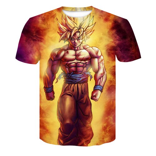 New Arrival Dragon Ball DBZ Burma Super Saiyan 3D T-shirt Summer Fashion Short-sleeved T-shirt Jacket Men and women Anime Dragon