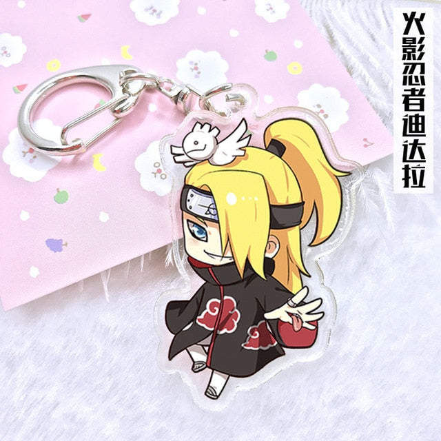 Anime Naruto Keychain Figure Acrylic Kakashi Shikamaru Uzumaki Naruto And Bijuu Twoside Print Keyrings Portachiavi Key Holder