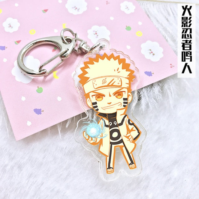 Anime Naruto Keychain Figure Acrylic Kakashi Shikamaru Uzumaki Naruto And Bijuu Twoside Print Keyrings Portachiavi Key Holder