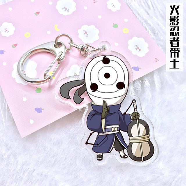 Anime Naruto Keychain Figure Acrylic Kakashi Shikamaru Uzumaki Naruto And Bijuu Twoside Print Keyrings Portachiavi Key Holder