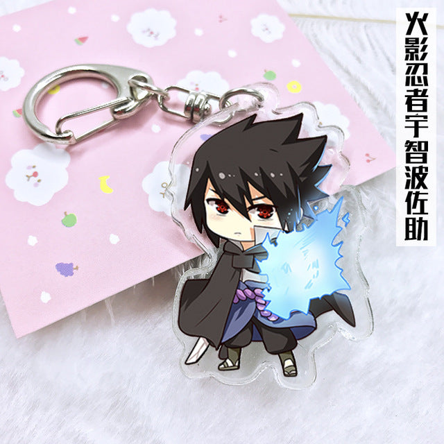Anime Naruto Keychain Figure Acrylic Kakashi Shikamaru Uzumaki Naruto And Bijuu Twoside Print Keyrings Portachiavi Key Holder