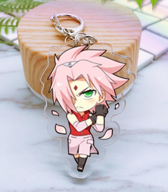 Anime Naruto Keychain Figure Acrylic Kakashi Shikamaru Uzumaki Naruto And Bijuu Twoside Print Keyrings Portachiavi Key Holder