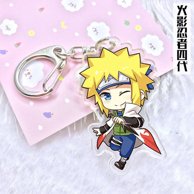 Anime Naruto Keychain Figure Acrylic Kakashi Shikamaru Uzumaki Naruto And Bijuu Twoside Print Keyrings Portachiavi Key Holder