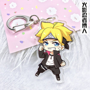 Anime Naruto Keychain Figure Acrylic Kakashi Shikamaru Uzumaki Naruto And Bijuu Twoside Print Keyrings Portachiavi Key Holder