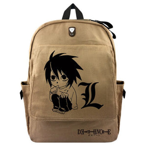 Anime Death Note L student School bag Casual canvas Backpack Fashion Rucksack Black Travel bag Shoulder Bag Bookbag Zip knapsack